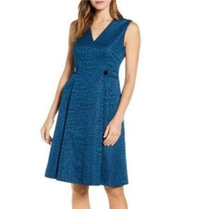 NWT ANNE KLEIN Textured Animal Print Jacquard Fit & Flare Mini Dress